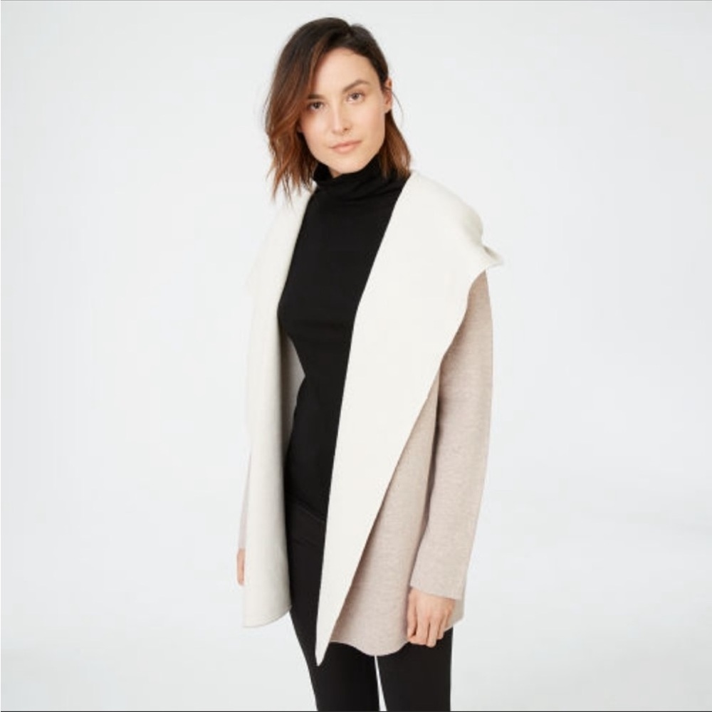 Club Monaco Yoanna Hooded Grey Cream Cardigan size small